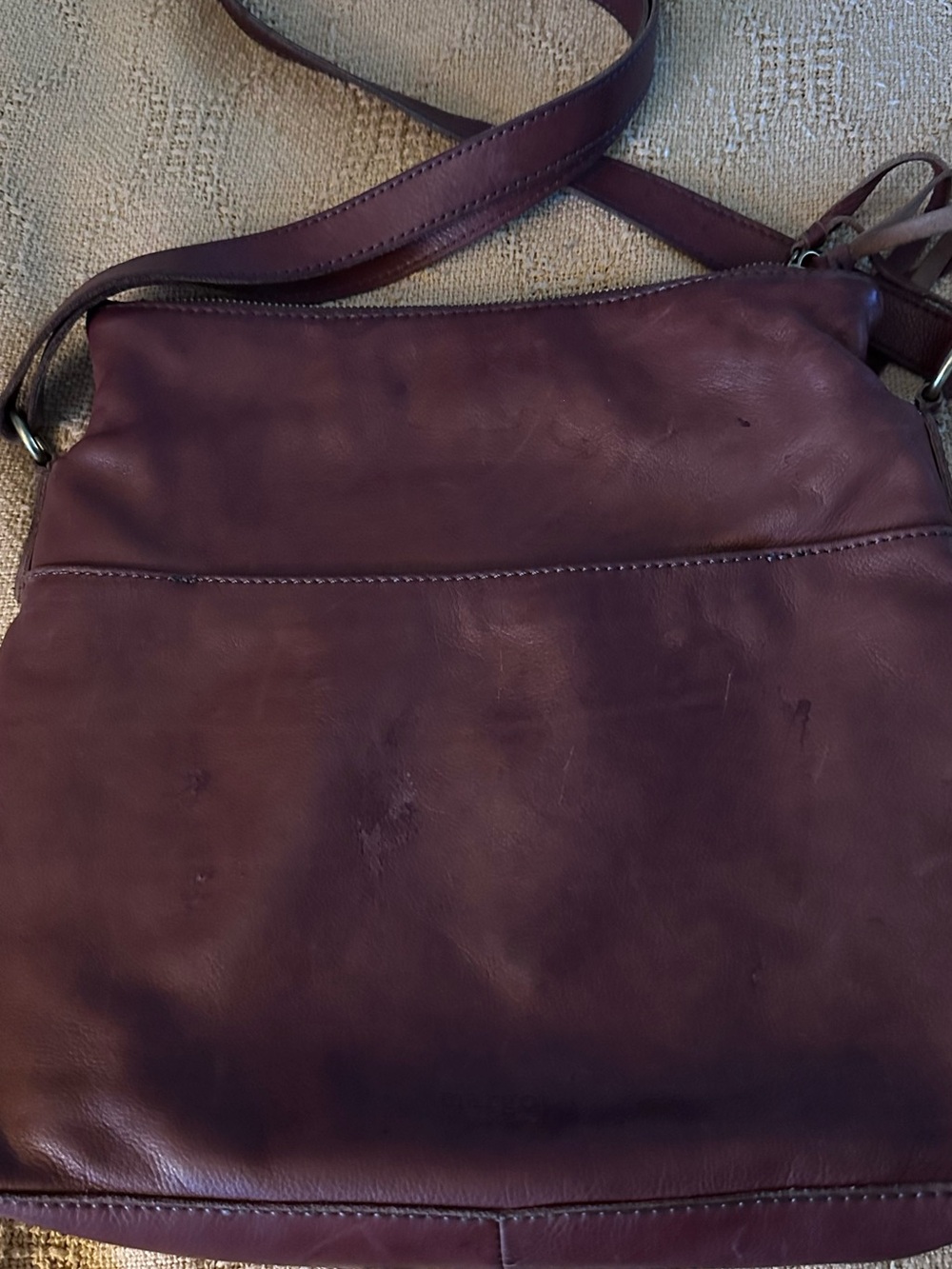 Mango Burgundy Leather Crossbody Bag